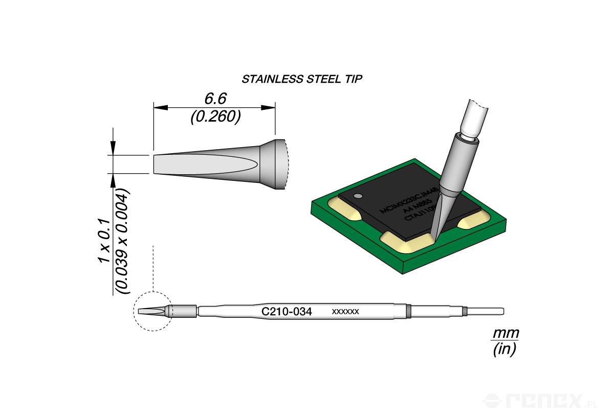 C210034 Tip, conformal coating removal, for JBC T210 handle (not for soldering)