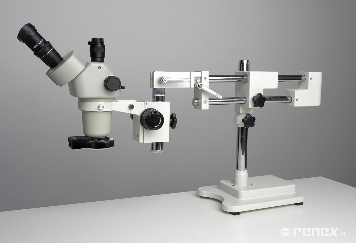 CARTON T-44P trinocular stereo microscope double arm boom stand - magnification 10X-44X