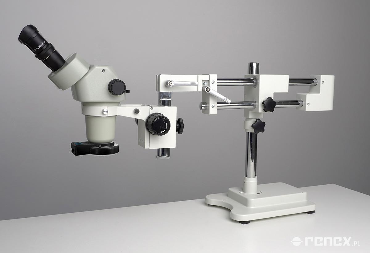 CARTON stereo microscope with double arm boom stand - magnification 6.7x-50x