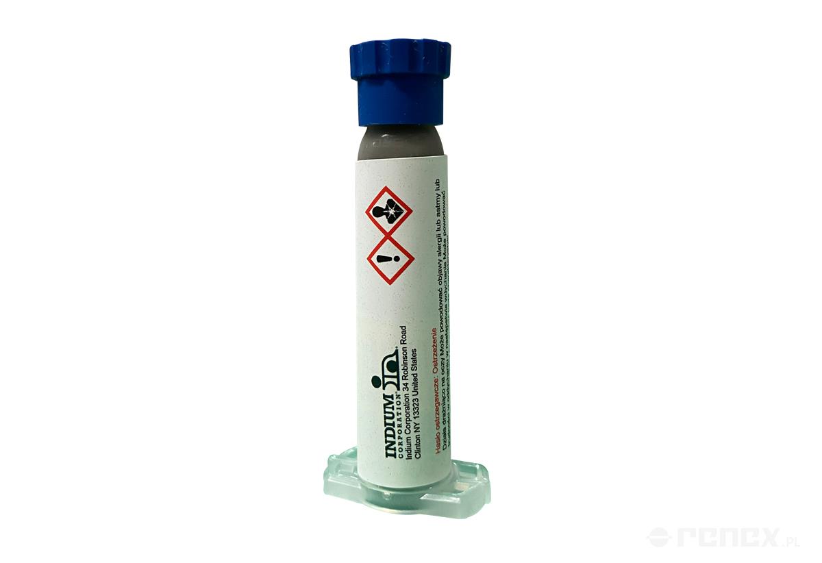 Low-Temperature Solder Paste 57Bi42Sn1Ag 5,7LT ,Type 3 ,Syringe 25g ,Syringe EFD optimum 10cc, white, wiper piston, thumb plunger