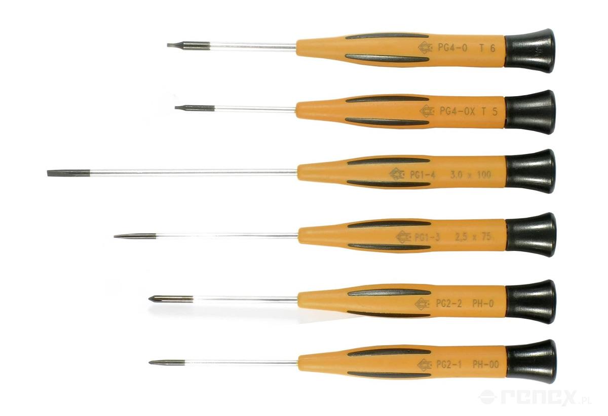 Set of 6 miniature precision screwdriver PHILIPS, TORX, SLOT