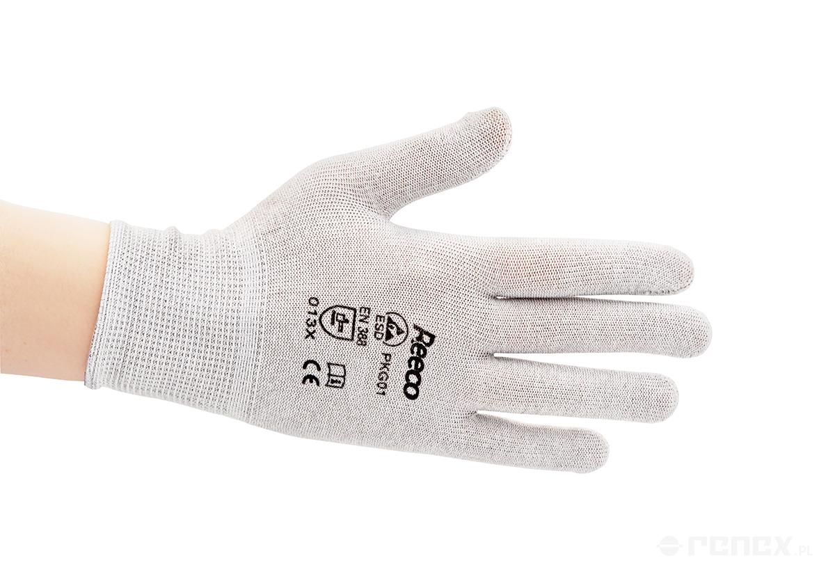 ESD gloves without non-slip coating, grey, size S