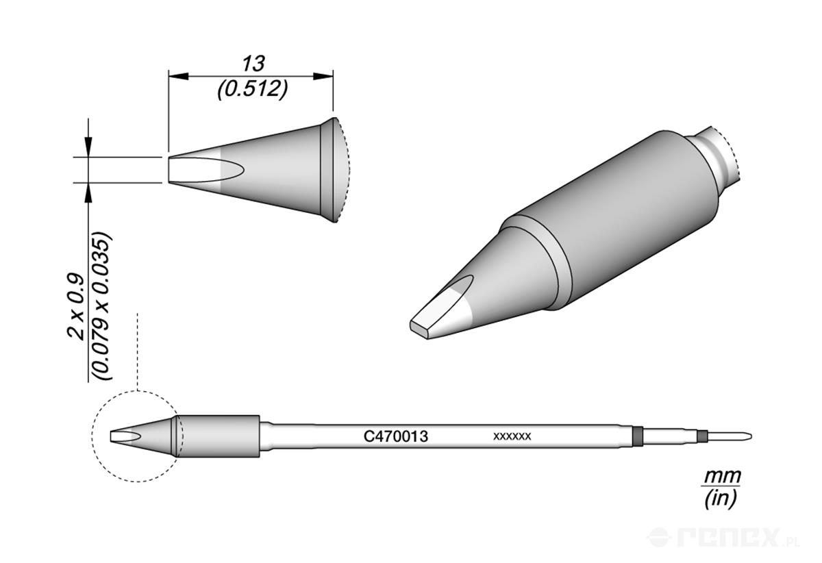 C470013 Tip Cartridge for JBC T470 HD Handles & HT470 HD Thermal Tweezers