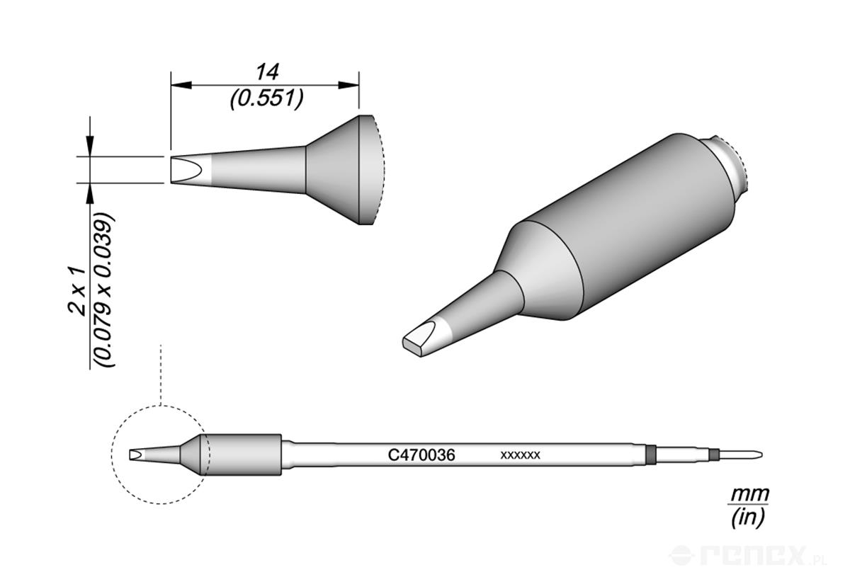 C470036 Tip Cartridge for JBC T470 HD Handles & HT470 HD Thermal Tweezers