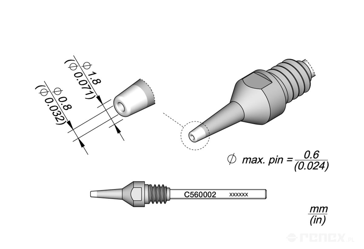 C560002 Tip for JBC DR560 Desoldering Iron