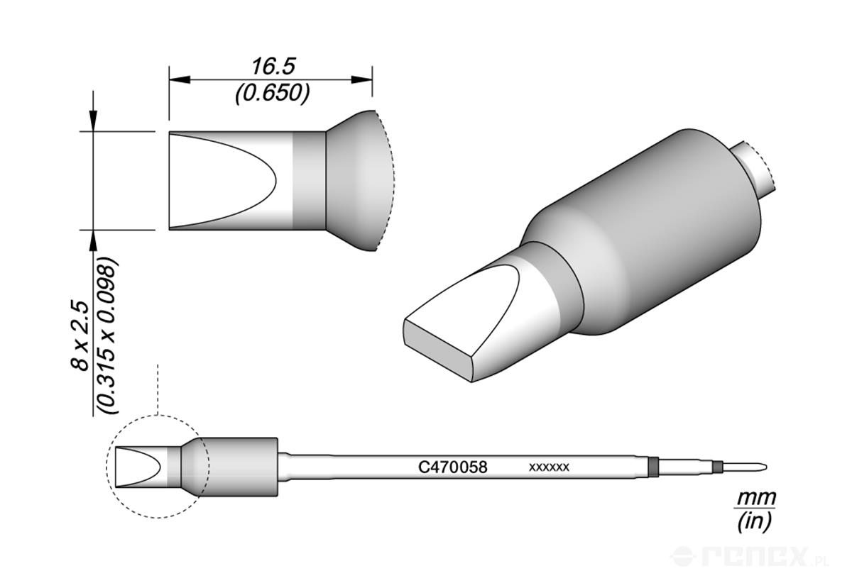 C470058 Tip Cartridge for JBC T470 HD Handles & HT470 HD Thermal Tweezers