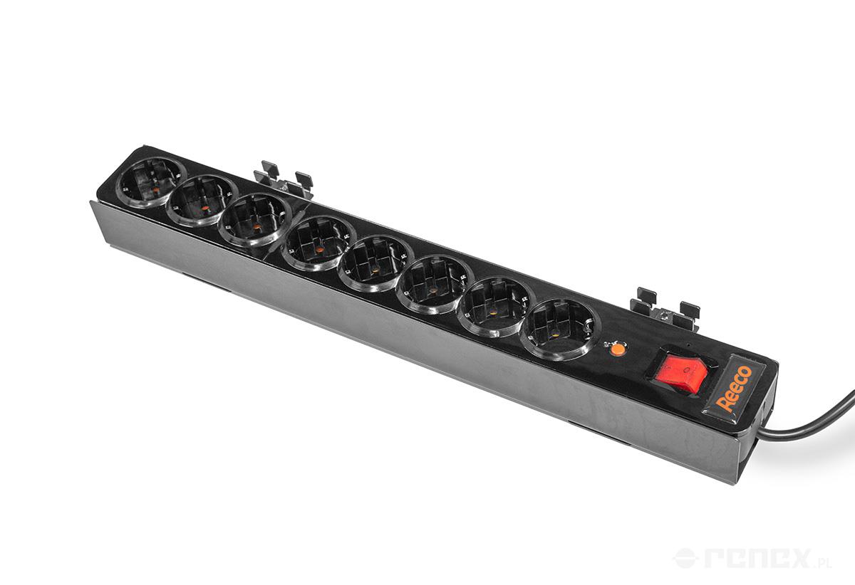 REECO powerstrip 10A, 8 sockets, 3m cord