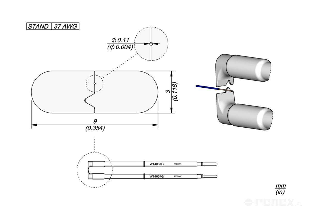 Grot JBC W14037G 0.11mm, do termicznego usuwania izolacji przewodów