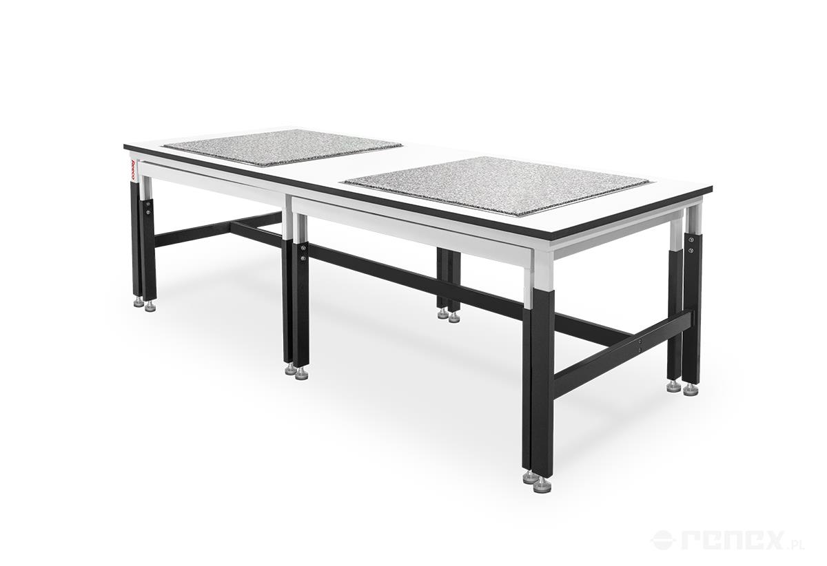 Classic 2500x1000 anti-vibration ESD table w/ 2x 800x800 granite platforms