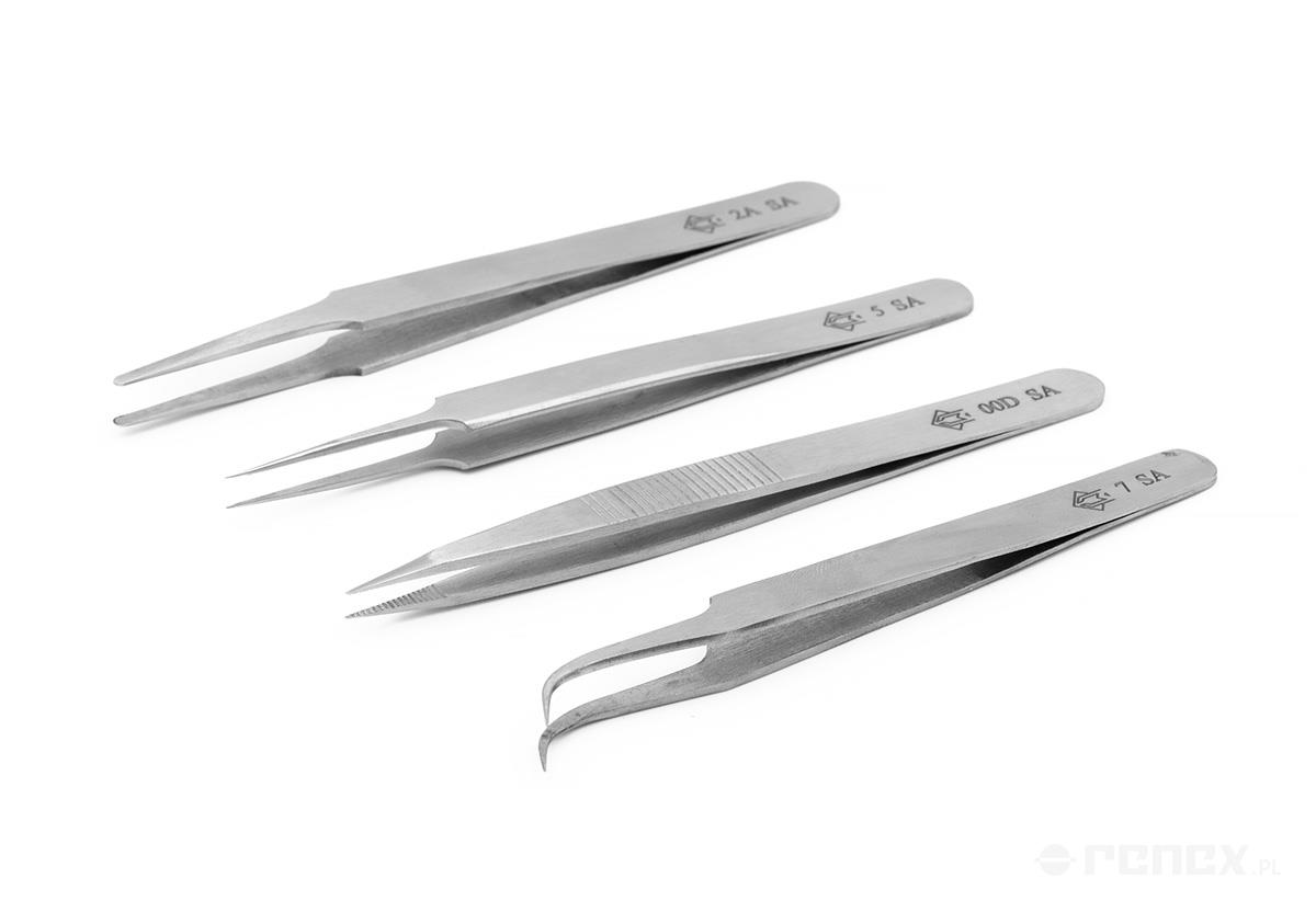 Set of four Piergiacomi professional tweezers in plastic case, FREE Piergiacomi clipper TRE-03NB