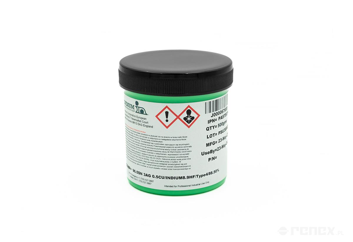 (MPP) Lead-free solder paste INDIUM SAC305, 96,5Sn/3,0Ag/0,5Cu, Type 4, Flux content: 11,5%, 500g jar