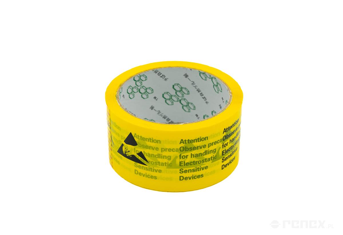 Adhesive packing tape with ESD print