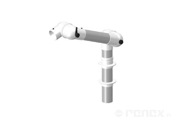 ALSIDENT arm 795 mm for ALUMINIUM 100 system, tabletop-mounted, white connections