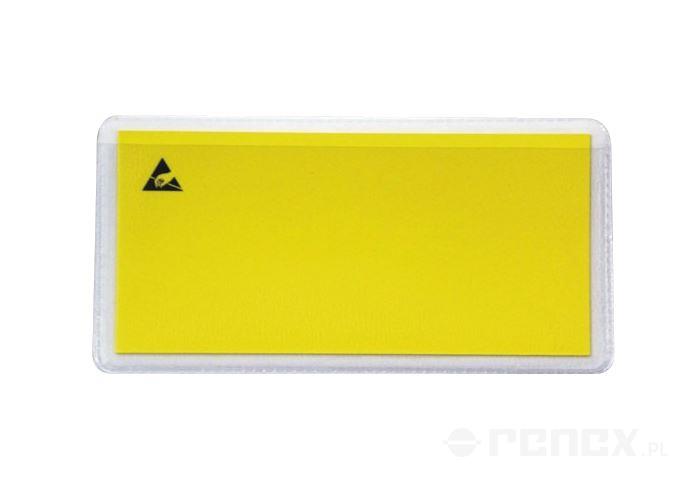 LABEL HOLDER  Transparent Adhesive with yellow ESD label 15 x 55 mm