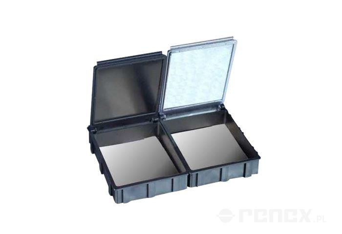 SNAPBOX4 cover with spring ESD black - int. 68X57X15mm