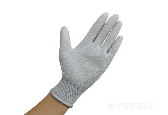 ESD gloves with a non-slip coating on the entire hand surface, grey, size S