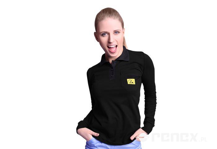 ESD LONG SLEEVE POLO SHIRT BLACK SIZE S