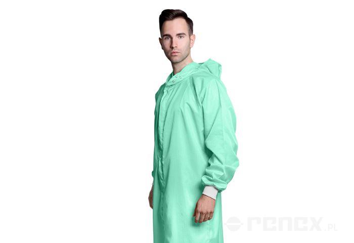 ESD HOODED CLEAN ROOM COAT NEON GREEN SIZE XS