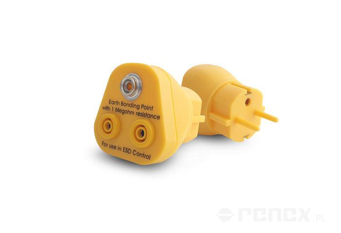 Plug for Schucko sockets for two latches and one banana plug