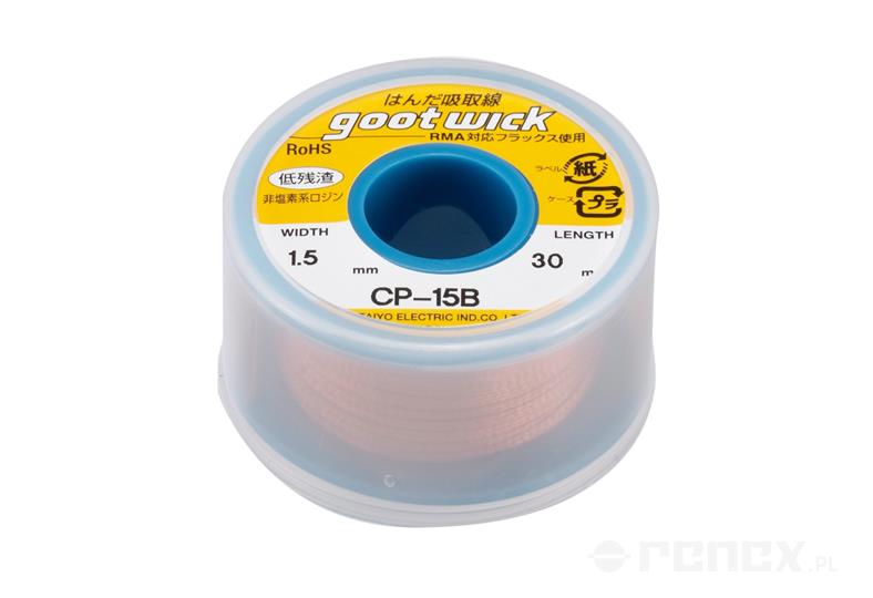 GOOT desoldering wick W: 1.5 mm, L: 30 m