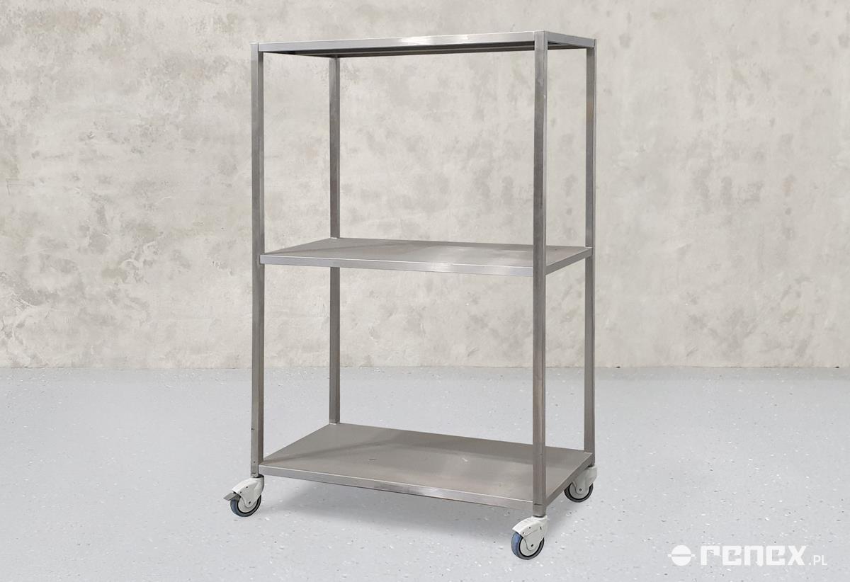 Mobile stainless steel rack, three shelves, dimensions 100x50x160cm