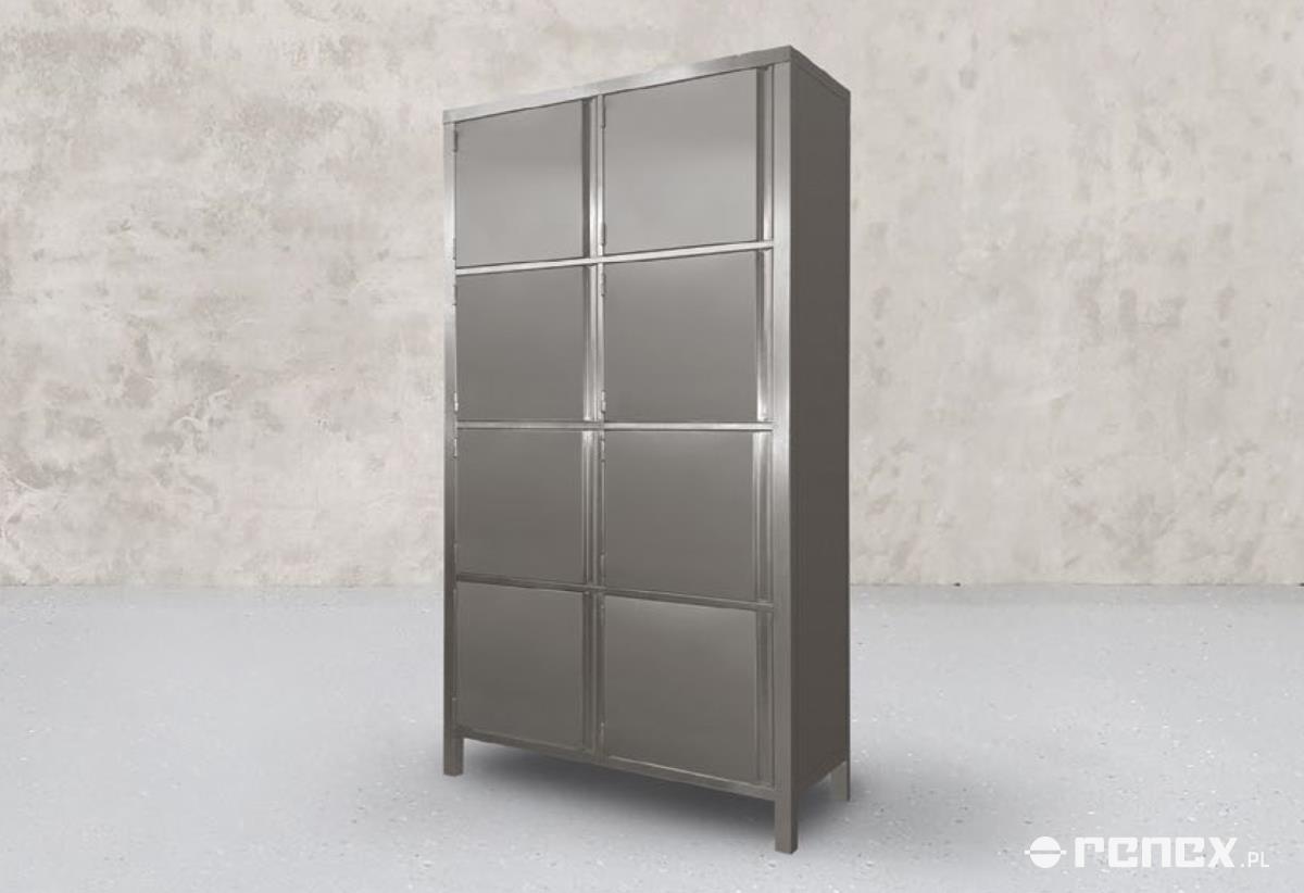 Stainless steel cabinet, 8 front doors, dimensions 100x40x200 cm