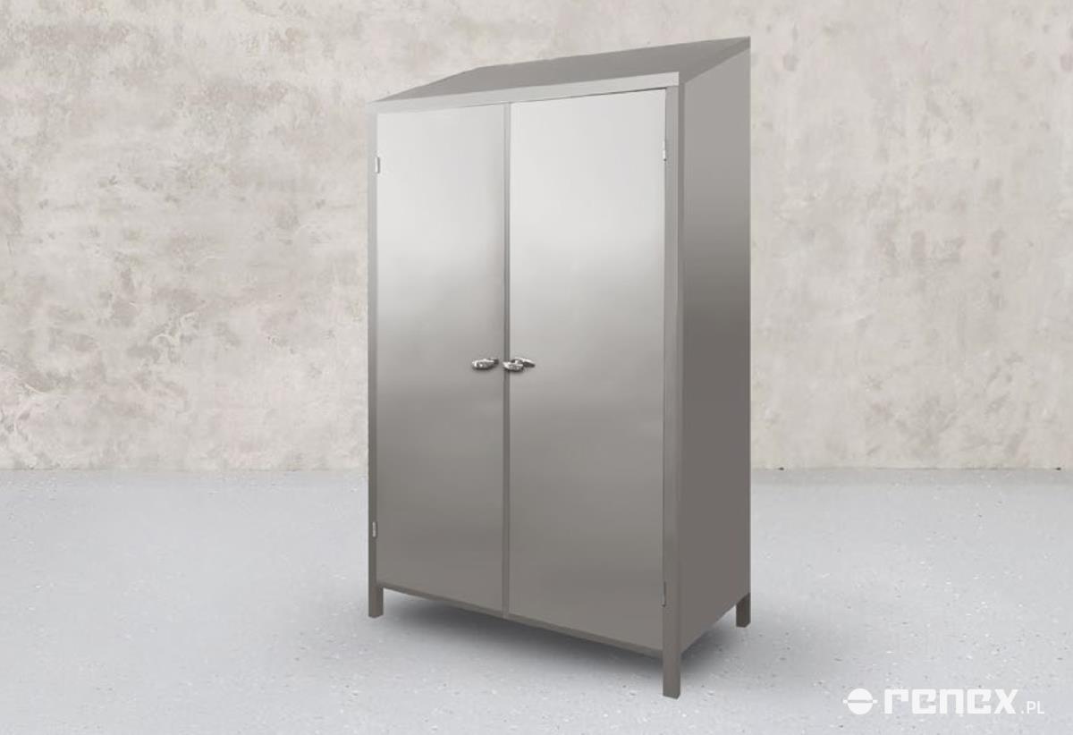 Stainless steel cabinet, 4 shelves per wing, dimensions 120x60x206 cm