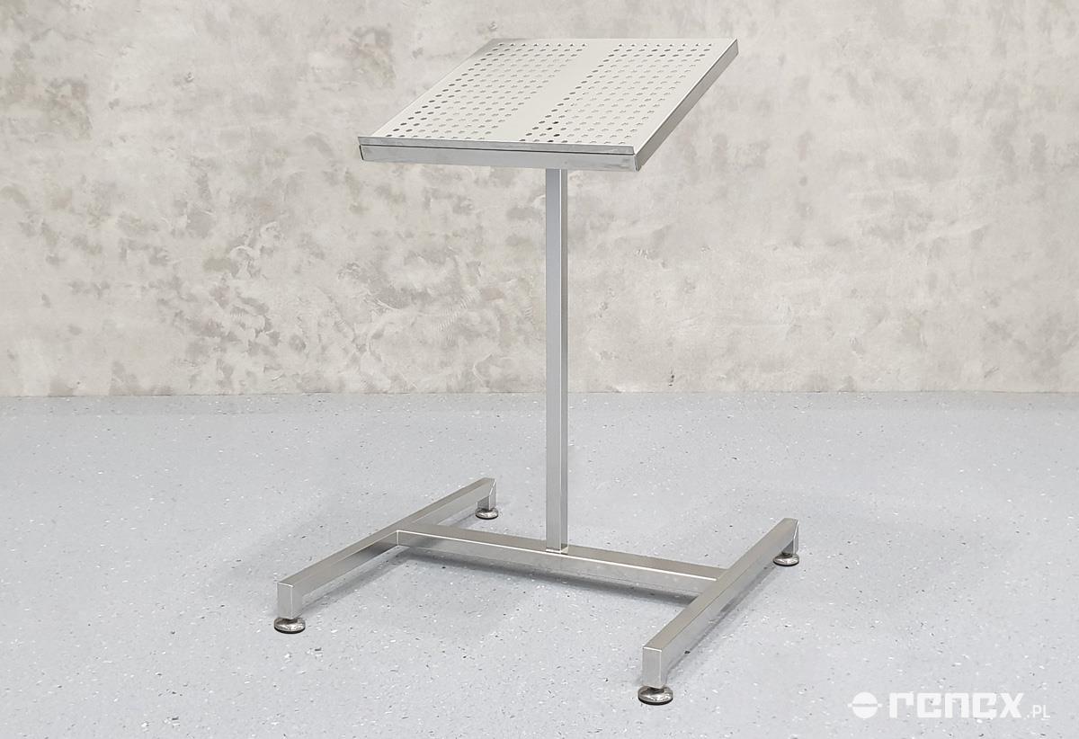 Laptop stand with perforated stainless steel top, size 50x50x100 cm