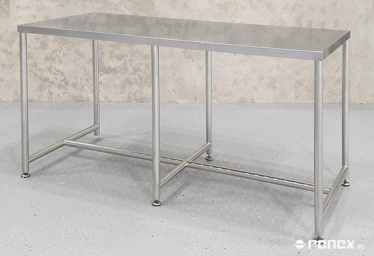 Stainless steel work table with perforated top, dimensions 180x76x90cm