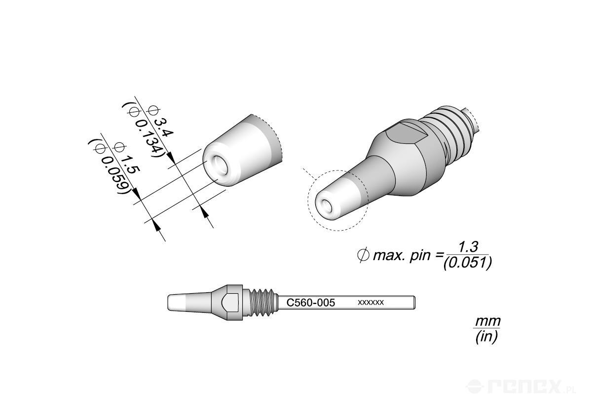 C560005 Tip for JBC DR560 Desoldering Iron